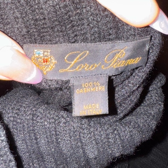 LORO PIANA 100% Cashmere Black Ribbed Turtleneck Sweater Authentic Size 44 VGUC - Picture 7 of 9